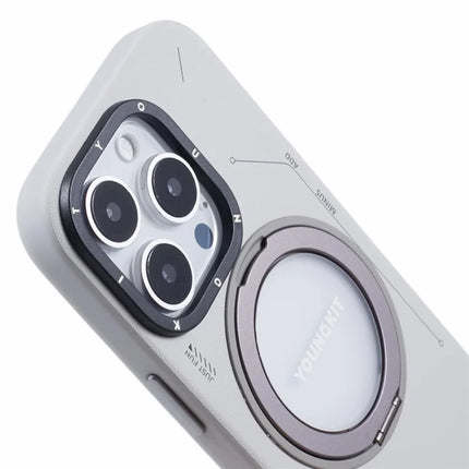 YOUNGKIT For iPhone 16 Pro Case Compatible with MagSafe Rotating Kickstand PU+TPU Phone Cover