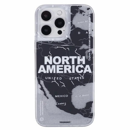 YOUNGKIT For iPhone 16 Pro Case Compatible with MagSafe IMD Map Pattern Quicksand PC+TPU Phone Cover