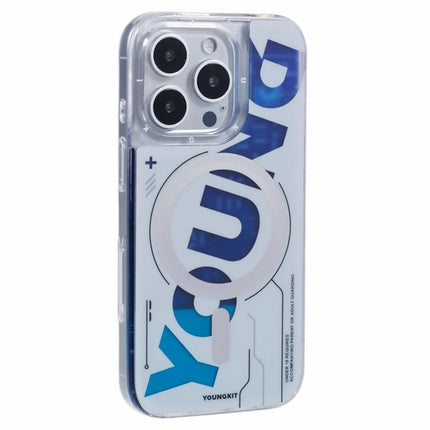 YOUNGKIT For iPhone 16 Pro Case Quicksand PC+TPU Phone Cover Compatible with MagSafe - Silver