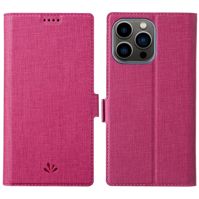 VILI DMK Series for iPhone 16 Pro Case Stand Wallet Leather Phone Cover - Rose