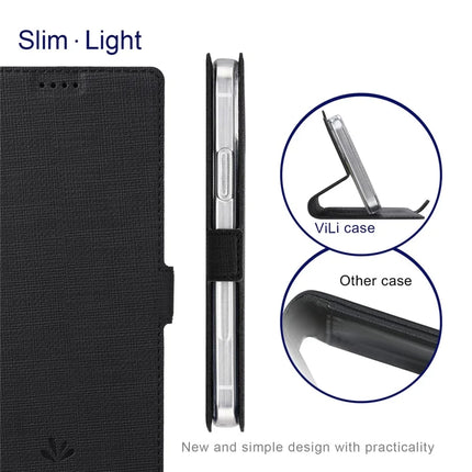 VILI DMK Series for iPhone 16 Pro Case Stand Wallet Leather Phone Cover
