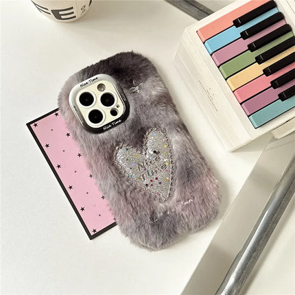ShopCaseCart Kickstand Stand iPhone 15 Pro Max Protective cover Sparkly Heart Lens Kickstand Soft Plush TPU Phone Guard