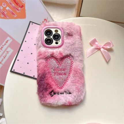 ShopCaseCart Kickstand Stand iPhone 15 Pro Max Protective cover Sparkly Heart Lens Kickstand Soft Plush TPU Phone Guard