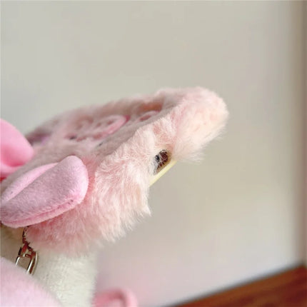 ShopCaseCart Kickstand Stand iPhone 15 Pro Max Protective cover Lens Kickstand TPU Piglet Plush Handheld Phone Guard