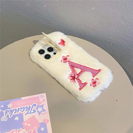 ShopCaseCart Stylish Kickstand iPhone 15 Pro Max Protective cover Lens Kickstand Embroidered Floral Warm Fluffy TPU Phone Guard