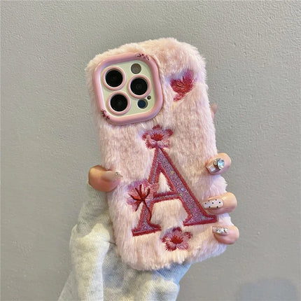 ShopCaseCart Stylish Kickstand iPhone 15 Pro Max Protective cover Lens Kickstand Embroidered Floral Warm Fluffy TPU Phone Guard