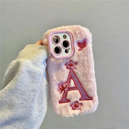 ShopCaseCart Stylish Kickstand iPhone 15 Pro Max Protective cover Lens Kickstand Embroidered Floral Warm Fluffy TPU Phone Guard