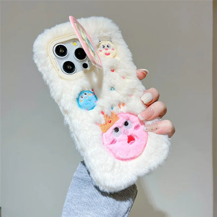 ShopCaseCart Kickstand Stand iPhone 15 Pro Max Protective cover Planet Monster Lens Kickstand TPU Plush Furry Phone Guard