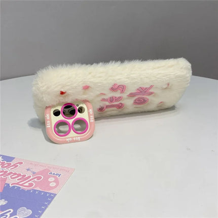 ShopCaseCart Kickstand Stand iPhone 15 Pro Max Protective cover It’S OK Lens Kickstand TPU Plush Furry Phone Guard