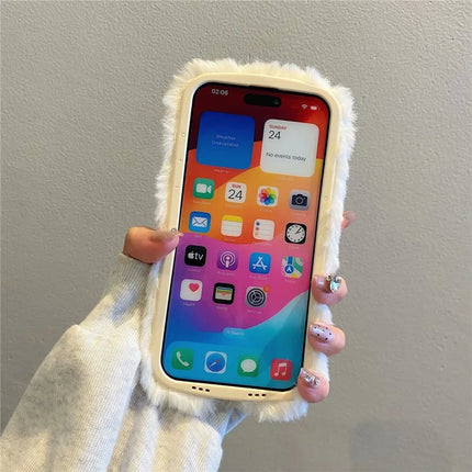ShopCaseCart Stylish Kickstand iPhone 15 Pro Max Protective cover Heart Butterfly Pattern Plush+TPU Phone Guard with Lens Frame Kickstand