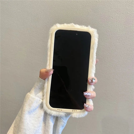 ShopCaseCart Stylish Kickstand iPhone 15 Pro Max Protective cover Lip Print Pattern Plush+TPU Phone Guard with Lens Frame Kickstand
