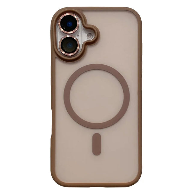 For iPhone 16 Plus Case Compatible with MagSafe TPU+PC Phone Cover with Lens Film - Desert Gold