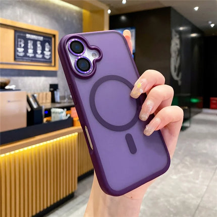 For iPhone 16 Plus Case Compatible with MagSafe TPU+PC Phone Cover with Lens Film - Purple