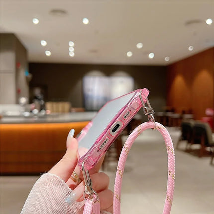 For iPhone 16 Plus Case TPU+Acrylic Clear Phone Cover with Shoulder Strap