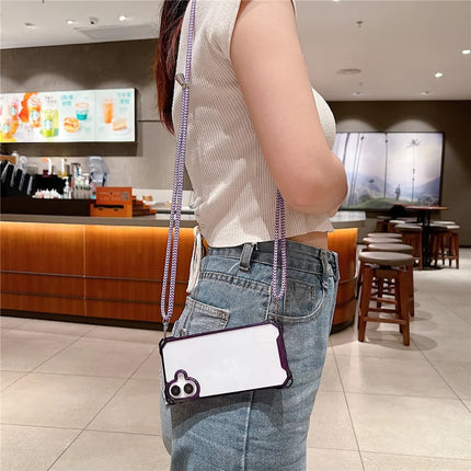 For iPhone 16 Plus Case TPU+Acrylic Clear Phone Cover with Shoulder Strap