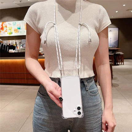 For iPhone 16 Plus Case TPU+Acrylic Clear Phone Cover with Shoulder Strap