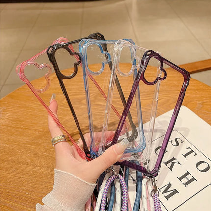 For iPhone 16 Plus Case TPU+Acrylic Clear Phone Cover with Shoulder Strap