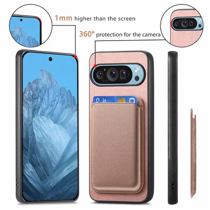 For Google Pixel 9 Pro XL Case Detachable Magnetic Card Bag Leather+TPU Phone Cover