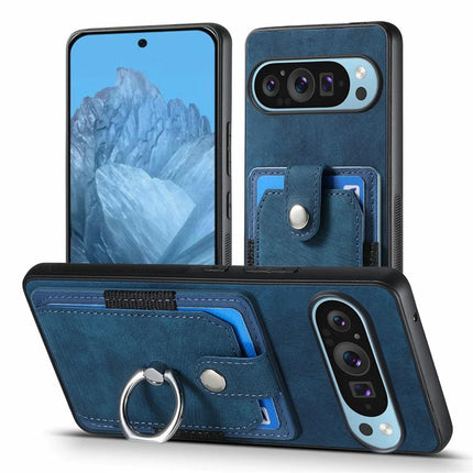 For Google Pixel 9 Pro XL Case Kickstand Leather+TPU Non-Slip Protective Cover Card Slots