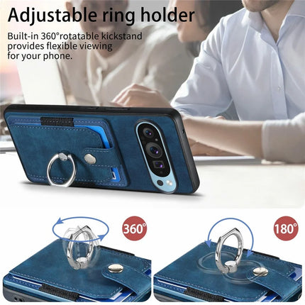 For Google Pixel 9 Pro XL Case Kickstand Leather+TPU Non-Slip Protective Cover Card Slots