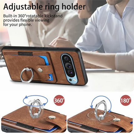 For Google Pixel 9 Pro XL Case Kickstand Leather+TPU Non-Slip Protective Cover Card Slots