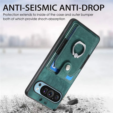 For Google Pixel 9 Pro XL Case Kickstand Leather+TPU Non-Slip Protective Cover Card Slots