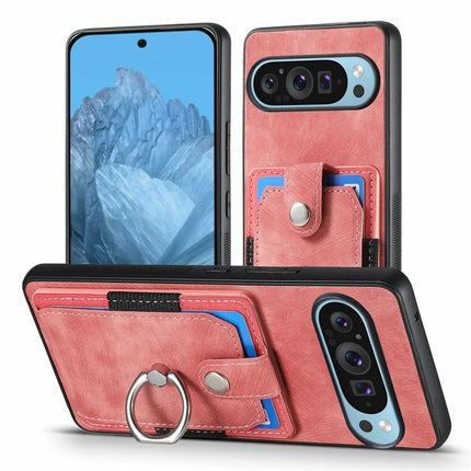 For Google Pixel 9 Pro XL Case Kickstand Leather+TPU Non-Slip Protective Cover Card Slots