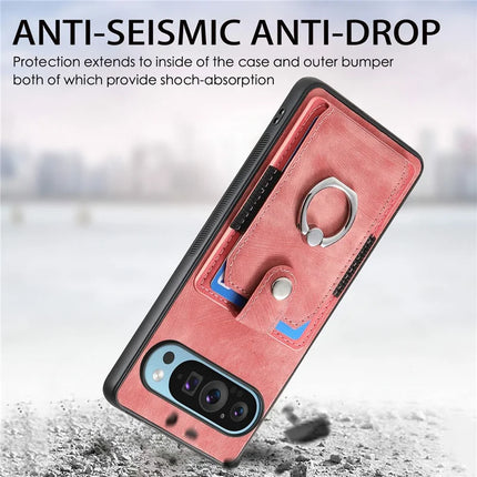 For Google Pixel 9 Pro XL Case Kickstand Leather+TPU Non-Slip Protective Cover Card Slots
