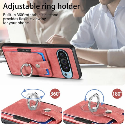 For Google Pixel 9 Pro XL Case Kickstand Leather+TPU Non-Slip Protective Cover Card Slots