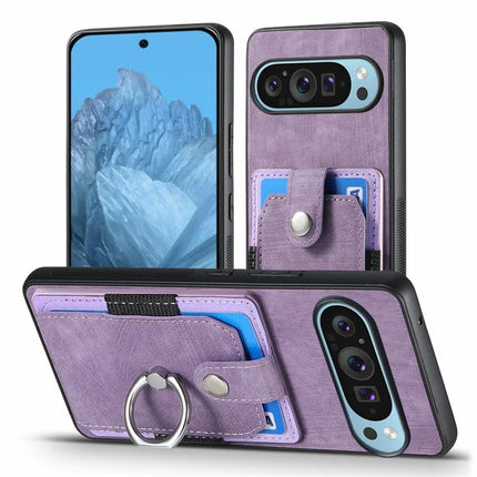For Google Pixel 9 Pro XL Case Kickstand Leather+TPU Non-Slip Protective Cover Card Slots