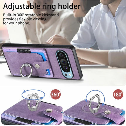 For Google Pixel 9 Pro XL Case Kickstand Leather+TPU Non-Slip Protective Cover Card Slots