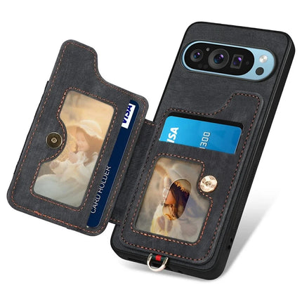 For Google Pixel 9 Pro XL Case RFID Blocking Handbag Leather+TPU Phone Cover Card Slots, Ring Holder