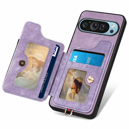 For Google Pixel 9 Pro XL Case RFID Blocking Handbag Leather+TPU Phone Cover Card Slots, Ring Holder