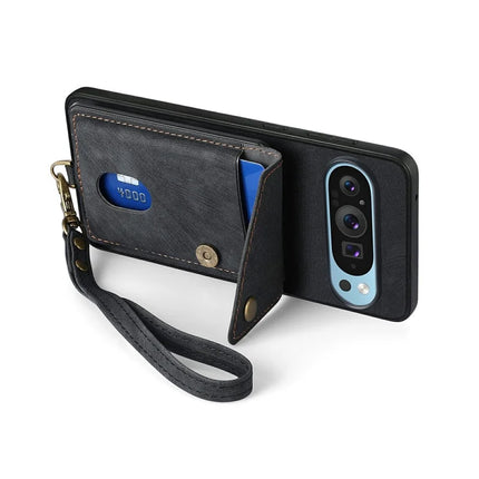 For Google Pixel 9 Pro XL Case with Card Slot Kickstand Leather TPU Phone Cover