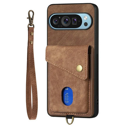 For Google Pixel 9 Pro XL Case with Card Slot Kickstand Leather TPU Phone Cover