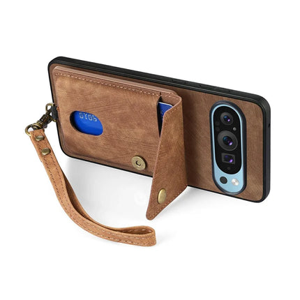 For Google Pixel 9 Pro XL Case with Card Slot Kickstand Leather TPU Phone Cover