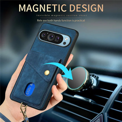 For Google Pixel 9 Pro XL Case with Card Slot Kickstand Leather TPU Phone Cover