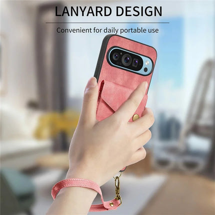 For Google Pixel 9 Pro XL Case with Card Slot Kickstand Leather TPU Phone Cover