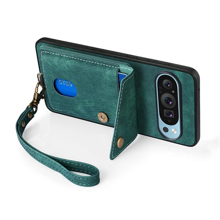 For Google Pixel 9 Pro XL Case with Card Slot Kickstand Leather TPU Phone Cover