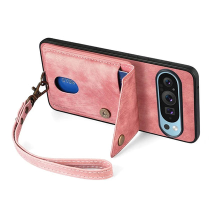For Google Pixel 9 Pro XL Case with Card Slot Kickstand Leather TPU Phone Cover