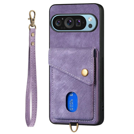 For Google Pixel 9 Pro XL Case with Card Slot Kickstand Leather TPU Phone Cover