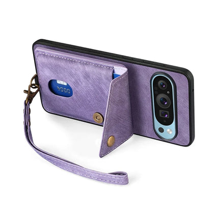 For Google Pixel 9 Pro XL Case with Card Slot Kickstand Leather TPU Phone Cover