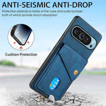 For Google Pixel 9 Pro XL Case with Card Slot Kickstand Leather TPU Phone Cover