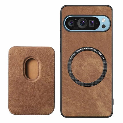 For Google Pixel 9 Pro XL Case Leather+TPU Retro Phone Cover with Detachable Card Slot