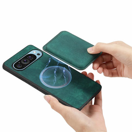 For Google Pixel 9 Pro XL Case Leather+TPU Retro Phone Cover with Detachable Card Slot