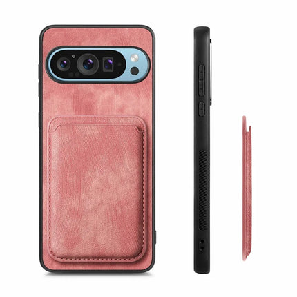 For Google Pixel 9 Pro XL Case Leather+TPU Retro Phone Cover with Detachable Card Slot