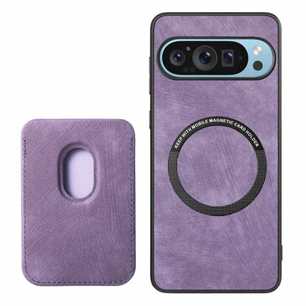 For Google Pixel 9 Pro XL Case Leather+TPU Retro Phone Cover with Detachable Card Slot