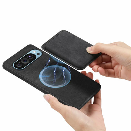 For Google Pixel 9 Pro XL Case Leather+TPU Retro Phone Cover with Detachable Card Slot