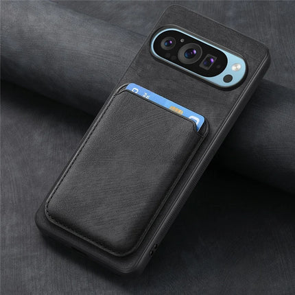 For Google Pixel 9 Pro XL Case Leather+TPU Retro Phone Cover with Detachable Card Slot
