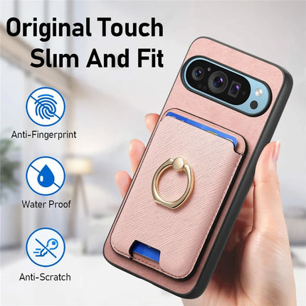 For Google Pixel 9 Pro XL Magnetic Case Leather+TPU Phone Cover Detachable Card Bag